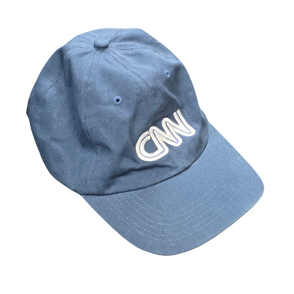 Quake City Caps CNN Logo Dad Hat One Size Blue Cotton Strapback Embroidered